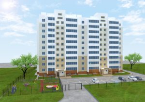 Фасад десятиэтажных домов